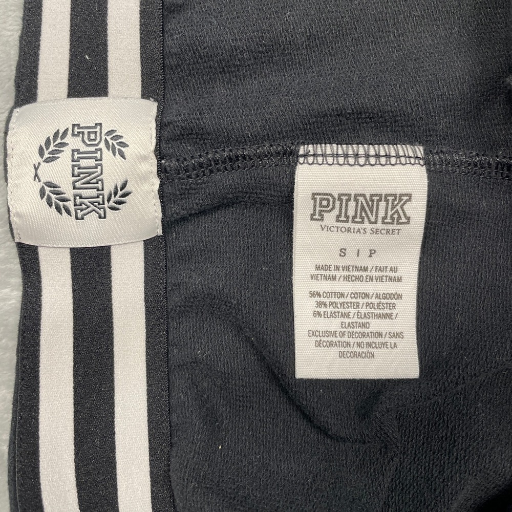 PINK Victoria's Secret Joggers Women Small Black Graphic Logo Sweatpants S - Picture 8 of 9